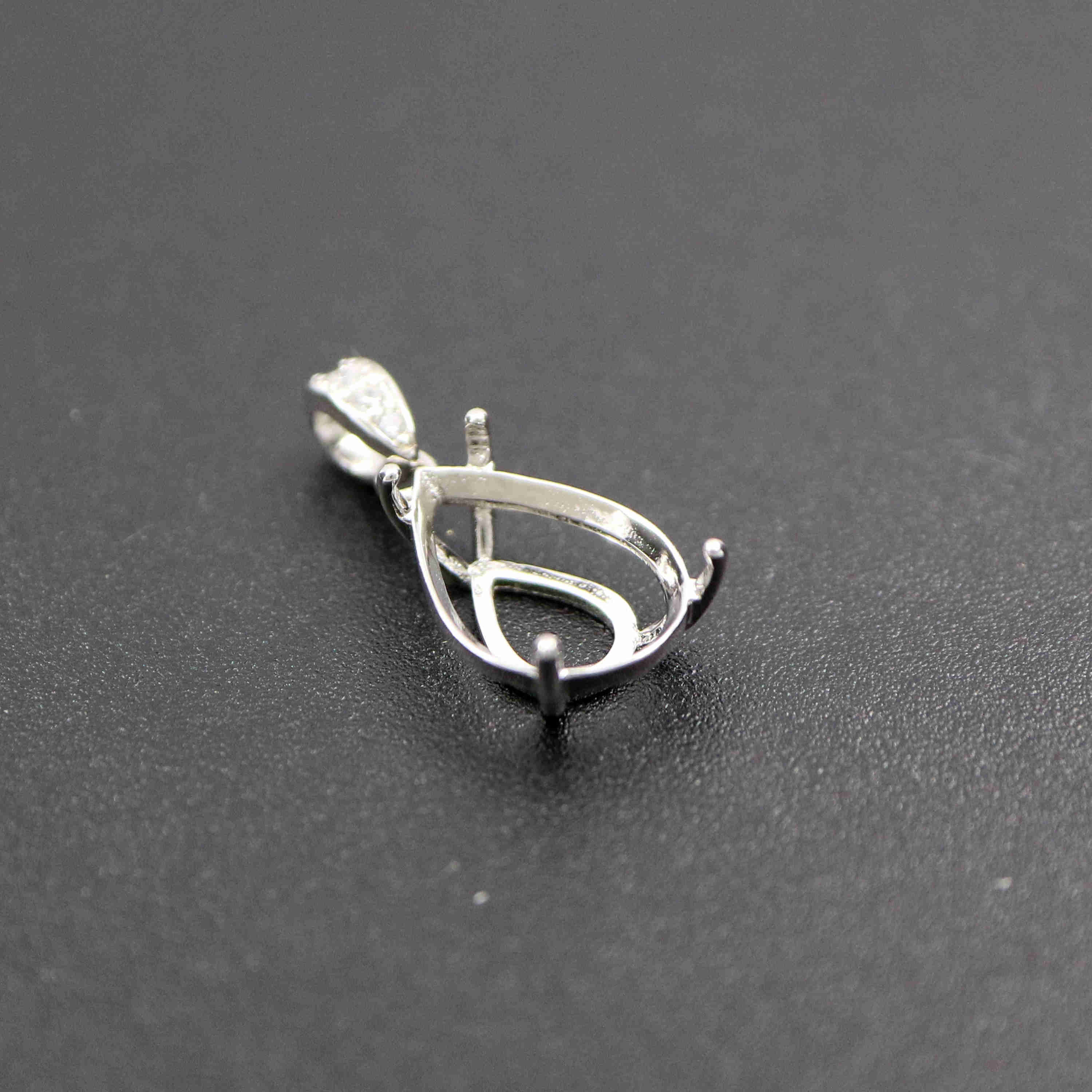 1Pcs Multiple Size Prong Bezel Settings For Tear Pear Drop Shape Gems Facted Cz Stone Solid 925 Sterling Silver DIY Pendant Charm Settings Tray 1431034 - Click Image to Close